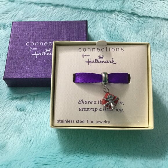 Hallmark Connections Gift Box Bead Charm Retired Jacmel Stainless Steel - Picture 3 of 11